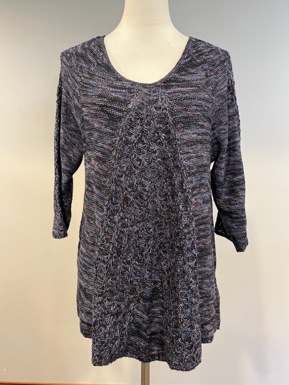 Multicolor Knit 3/4 sleeves Sweater size large